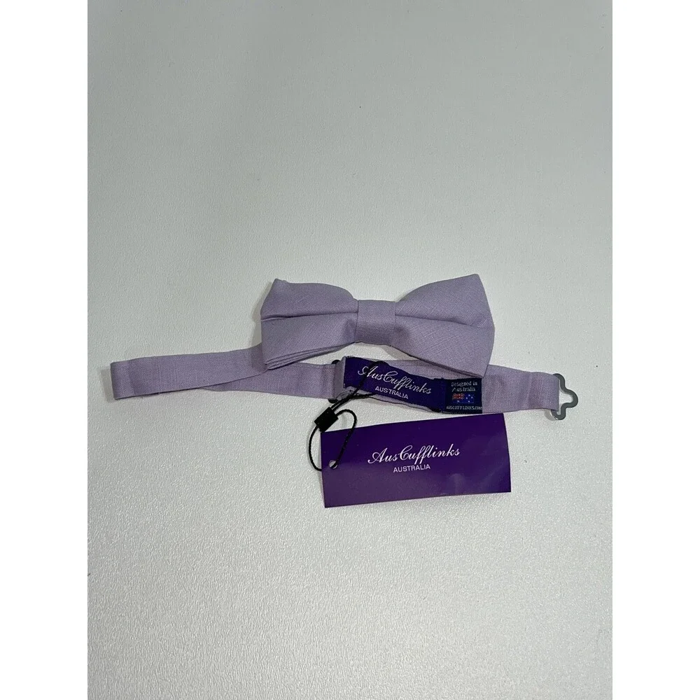 NEW Very Nice AusCufflinks Pre Tied Bow Tie Light Purple Linen & Cotton Blend